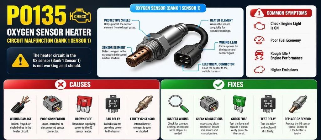 Causes and Fixes P0135 Code